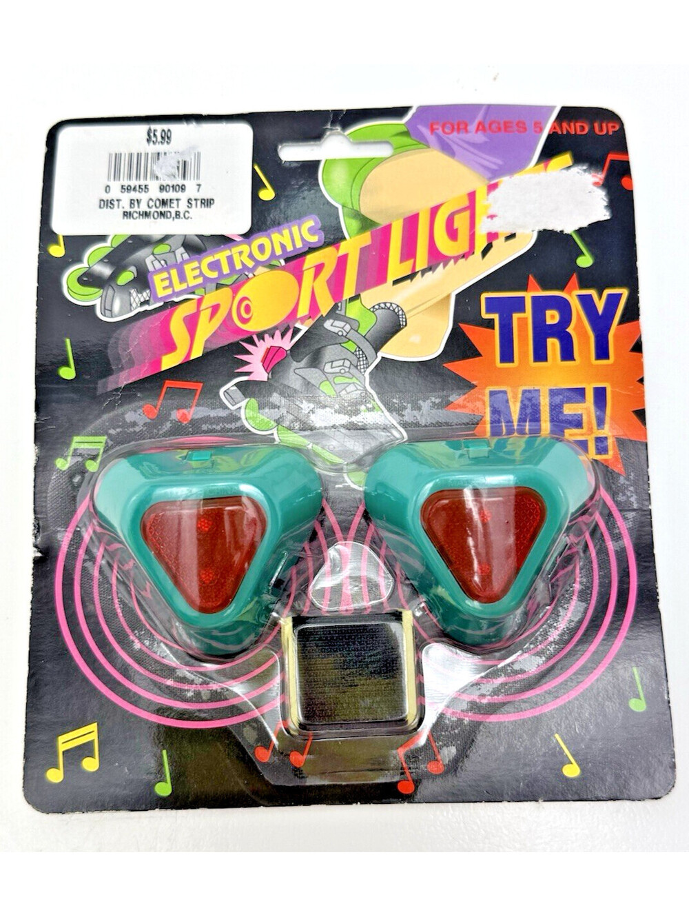 Vtg Electric Sport Lights Roller Blades Safety Lights Neon Teal 90s NOS